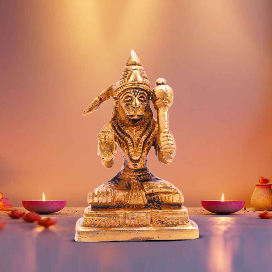 Hanuman Ji Brass Idol On Square Chowki | Devnidhi