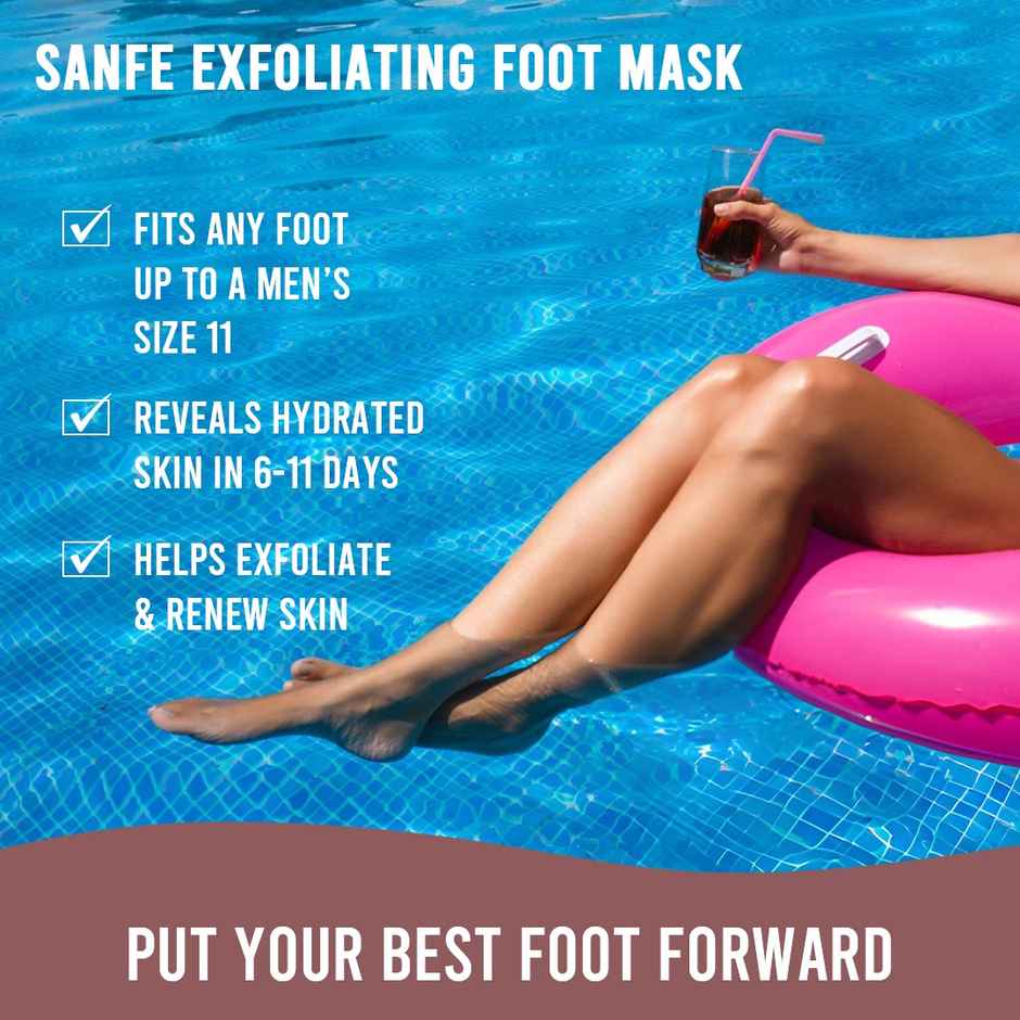 Sanfe Exfoliating Foot Mask | Exfoliates, Hydrates | Removes Dry Skin, Hard Calluses | 1 Pair