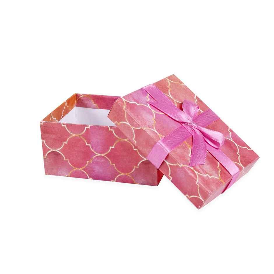 Itsy Bitsy Gift Box With Bow Moroccan Trellis Rosy Shimmer L10.5 x W8 x D5.4cm