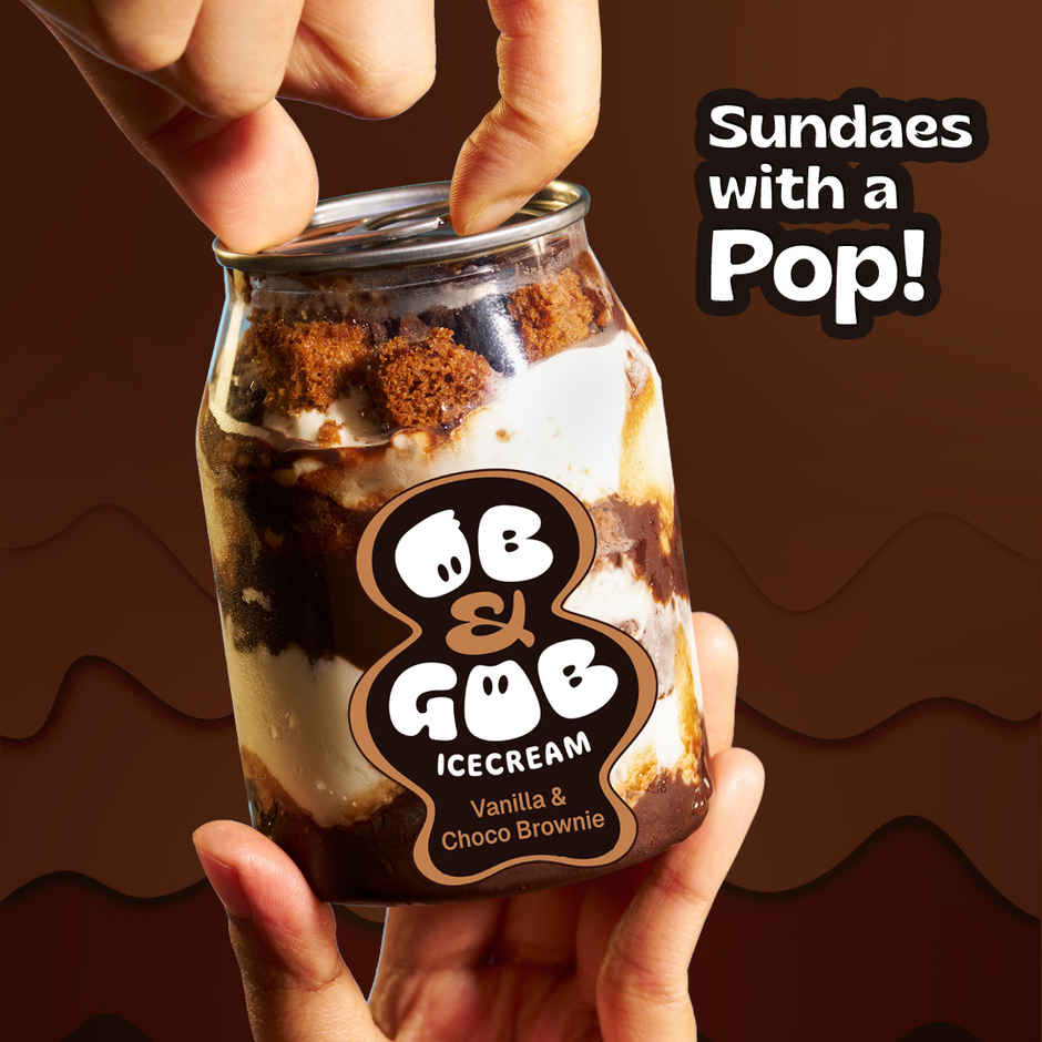Ob & Gob Tiramisu & Fudge Ice Cream Sundae (200ml) & Ob & Gob Vanilla & Choco Brownie Ice Cream Sundae (200ml) Combo