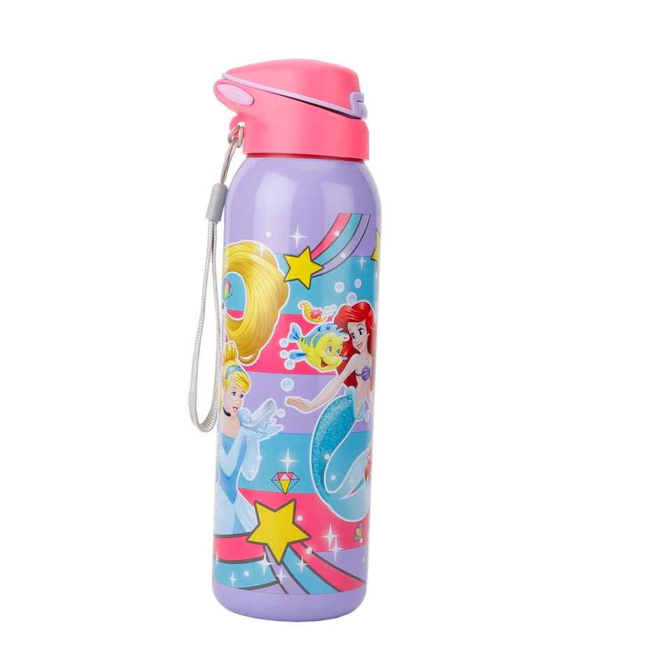 Disney Princess Stainless Steel Sipper Bottle | Double Wall | With Straw | 600 ml
