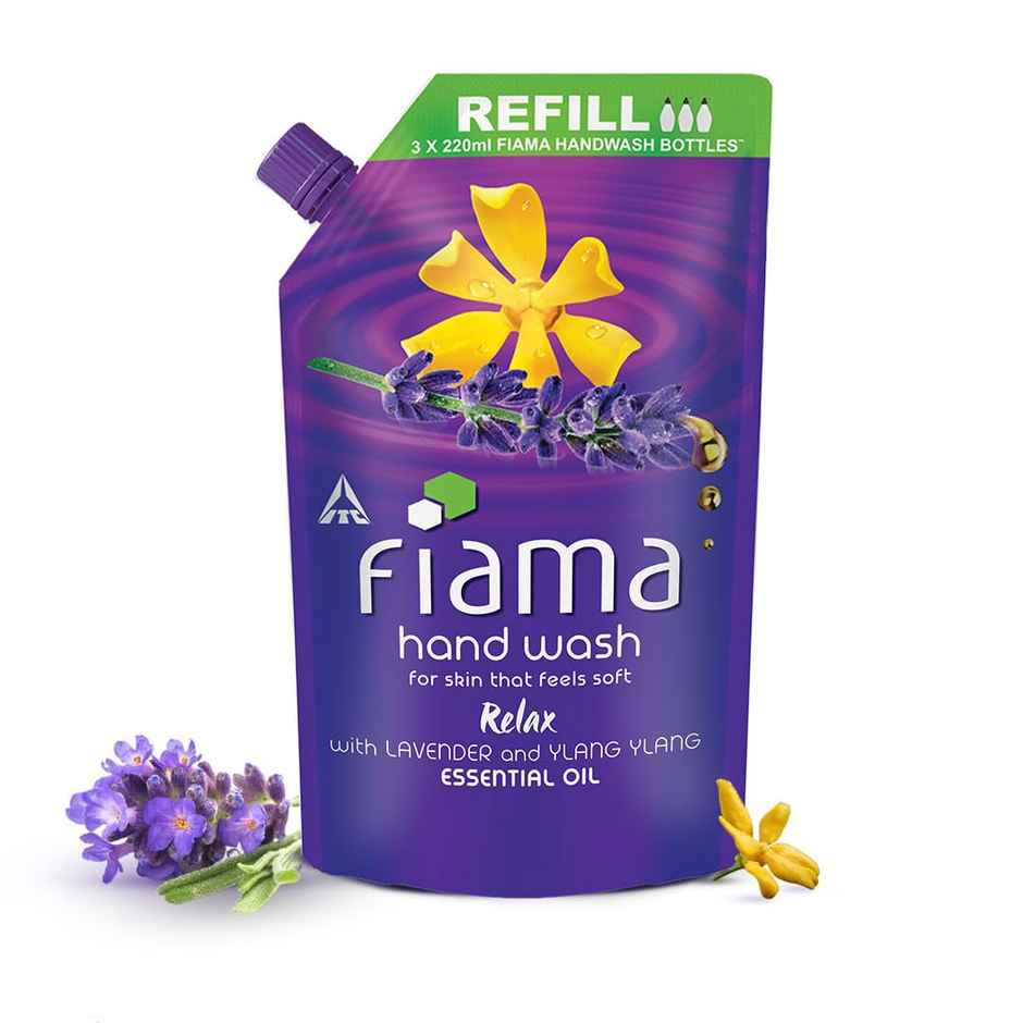 Fiama Relax Hand Wash Refill Pouch (Lavender & Ylang Ylang) (750ml) & Fiama Relax Hand Wash, 400 Ml Bottle, Lavender & Ylang Ylang (400ml) Combo