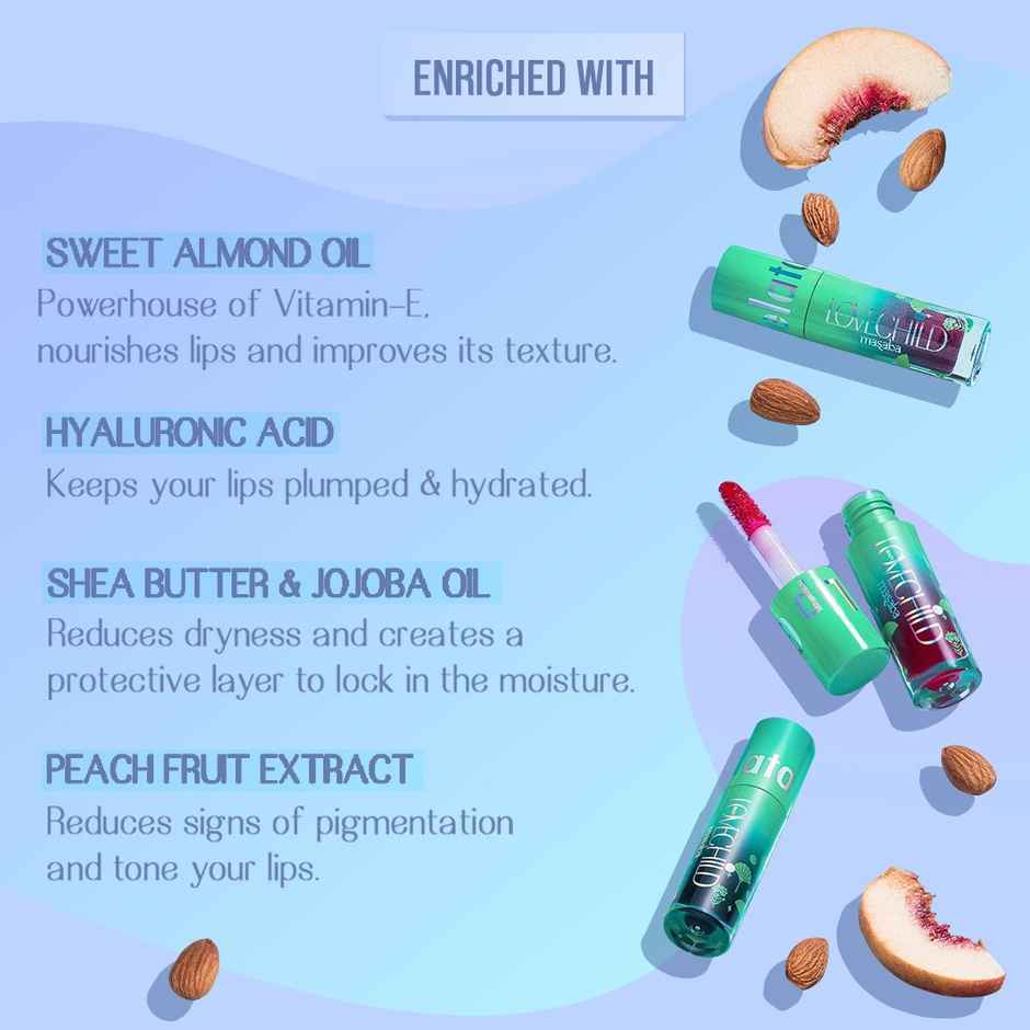 LoveChild Masaba Lip Gloss Gelato Tinted Lip Oil | Nude | Guava Glitz | Hydrating with 8 Hrs Stay