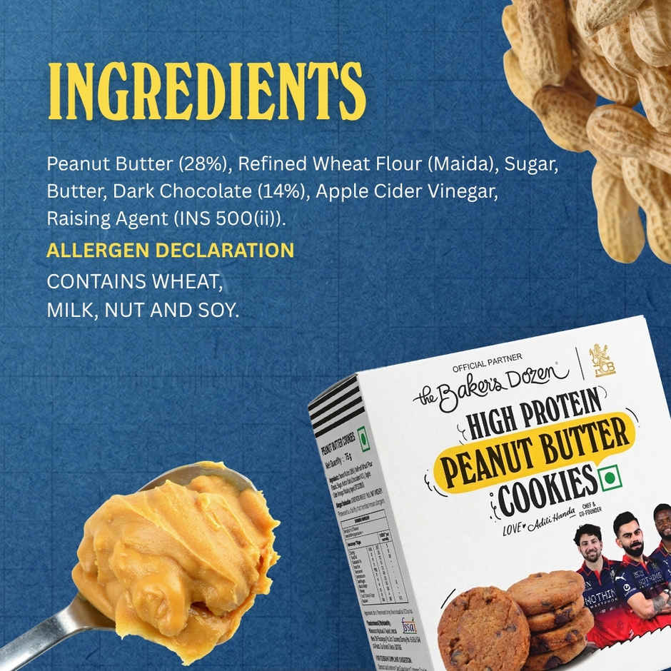 The Baker's Dozen Peanut Butter Cookies | High Protein Cookies | Premium Biscuit Handmade Cookies