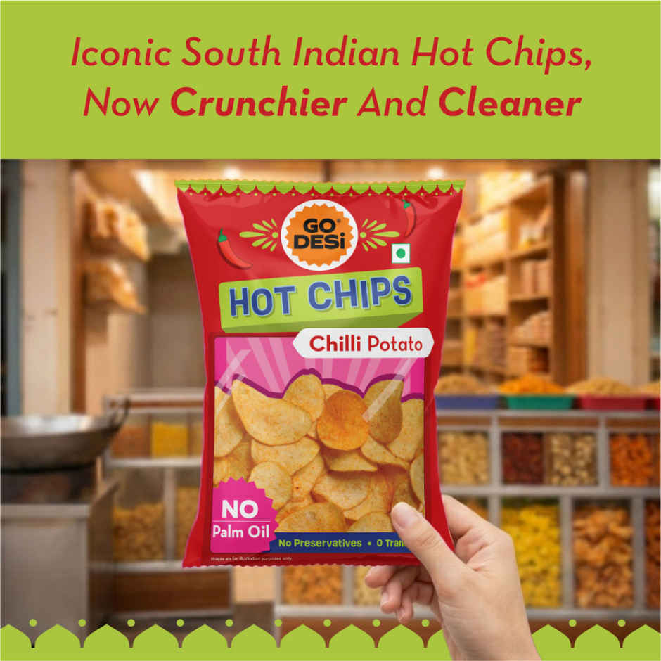 GO DESi Hot Chips Chilli Potato | No Palm Oil