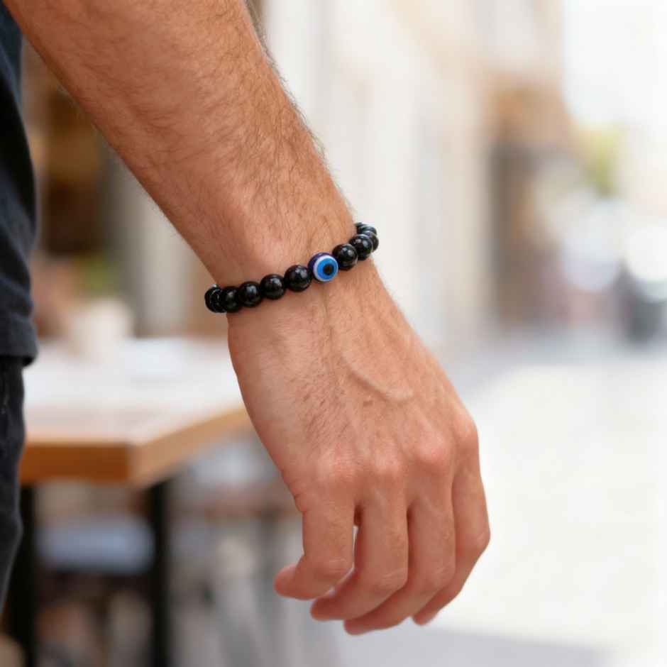 Astroyogi Evil Eye Bracelet | Black | Natural Gemstones | Pack of 1