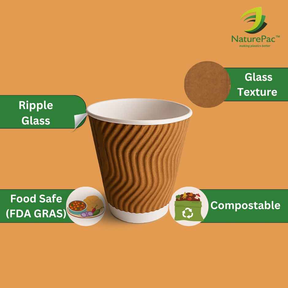 Ripple Paper Cups | 150 ml | 25 pcs | Disposable and Sturdy | Naturepac
