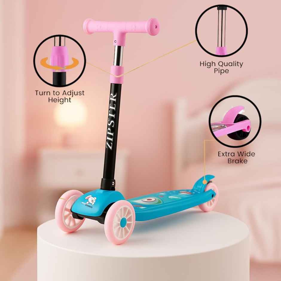 Storio Foldable Kick Scooter For Kids | Pink & Blue