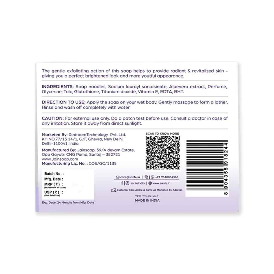 Sanfe Glutathione Niacinamide Vitamin C Soap Brightening and Pigmentation Care