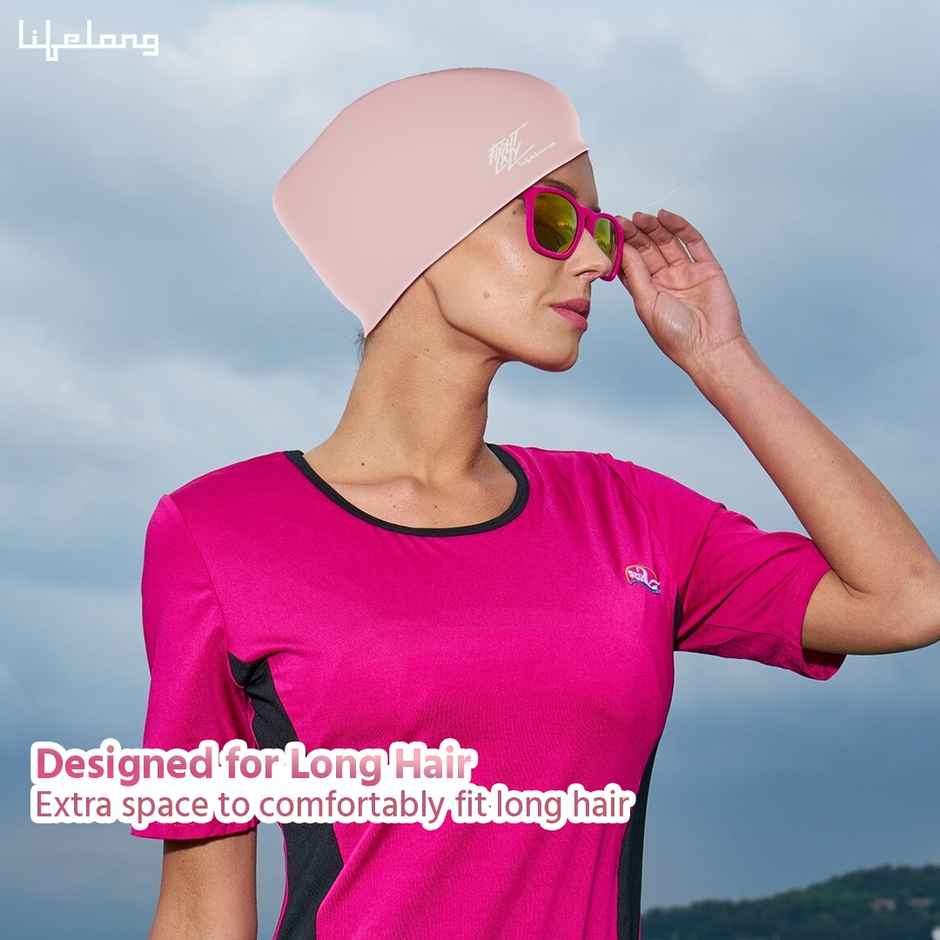 Lifelong Peach Swimming Cap for Women