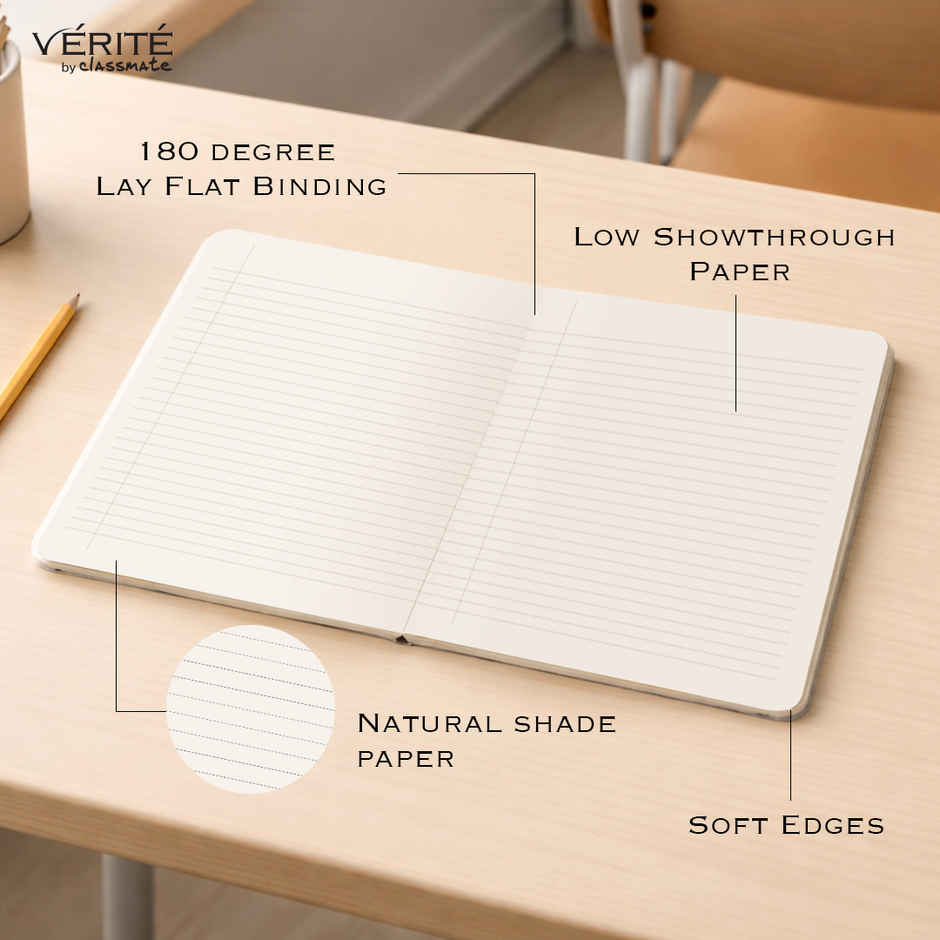 Verite by Classmate | Lay Flat Longbook | Royal Blue | Size 297 X 210 | Single Line | 140 Pages
