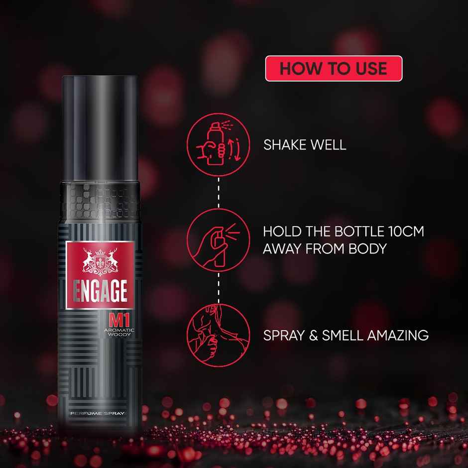 Engage M1 Perfume Spray for Men 120ml | Citrus & Woody | 24 hr Freshness | Long Lasting