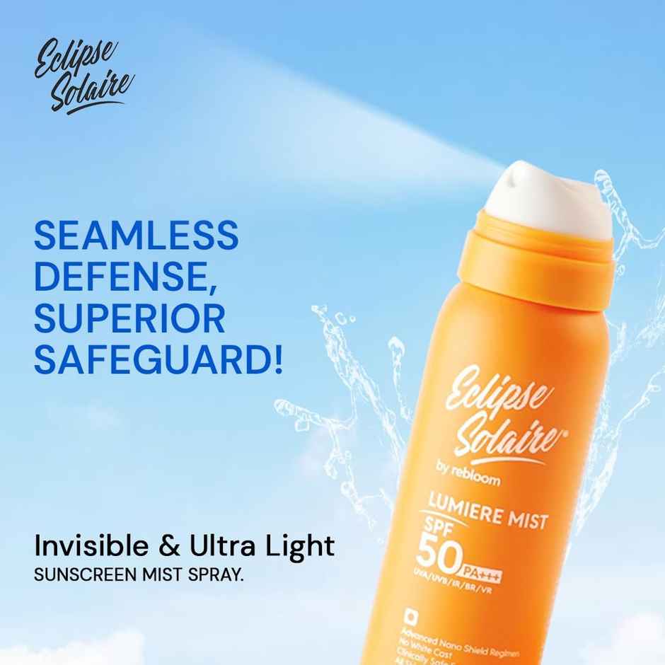 Eclipse Solaire Lumiere Mist Sunscreen Spray SPF 50 PA+++ UVA/ UVB/ IR / BR / VR | No White Cast