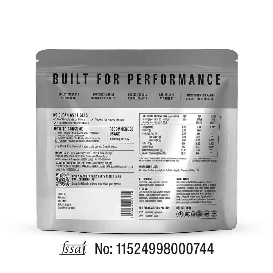 Superyou Pro Fermented Yeast Protein- Coffee | 24G Protein Per Scoop (1kg) & Superyou Pro Micronised Creatine Monohydrate | 33 Servings | Unflavoured (100g) Combo