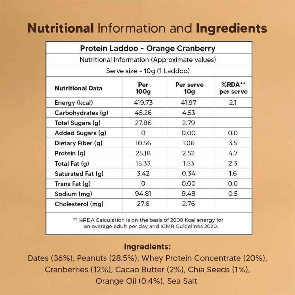 Eat Better Co Protein Laddu | Orange Cranberry 