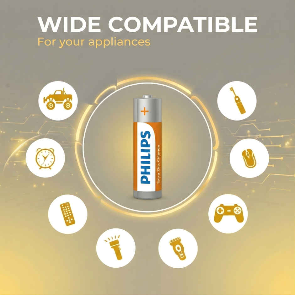 Philips R6L10B/94 AA Zinc Chloride Battery | 1.5V | Long Lasting | Leak Resistant 1.0 Piece