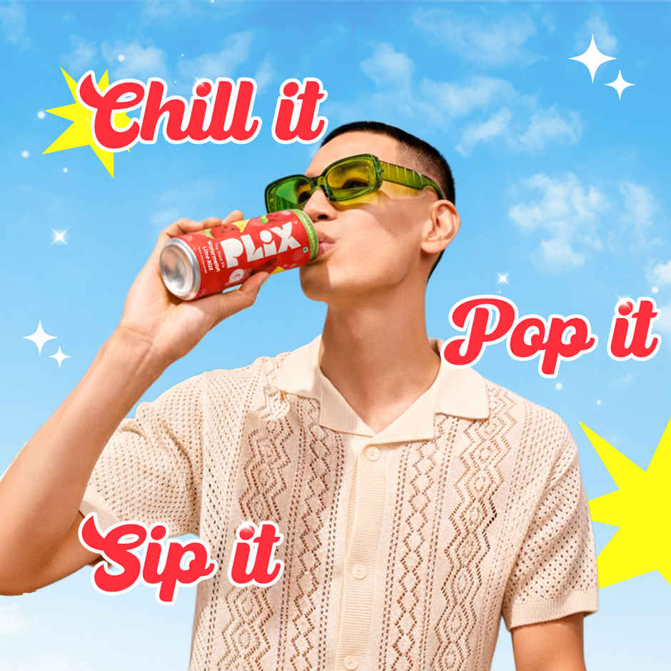 Plix Watermelon Lime Rizz Fizzy Soft Drink Can|Low Calorie & Zero Sugar|Prebiotics with 6g Fibre