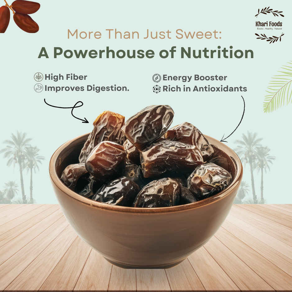 Khari Foods Black Royal Dates | High Fiber Khajur, Dry Fruit Khajoor