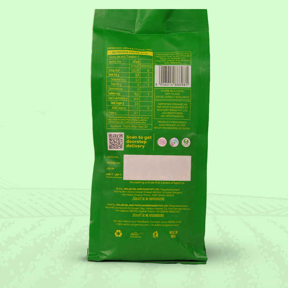 True Story Organic Toor Dal/ Arhar Dal