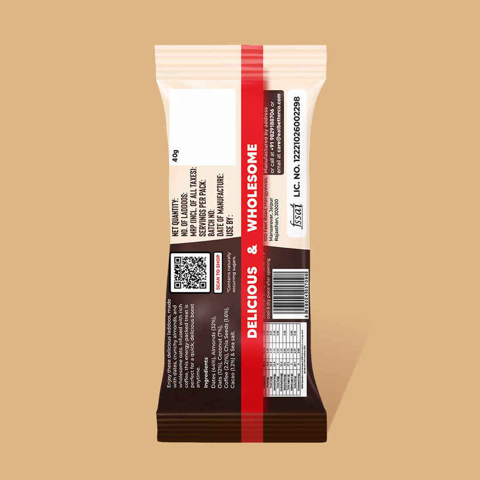 Eat Better Co Coffee & Almond Laddoos | No Added Sugar | High Protein, Truly Natural