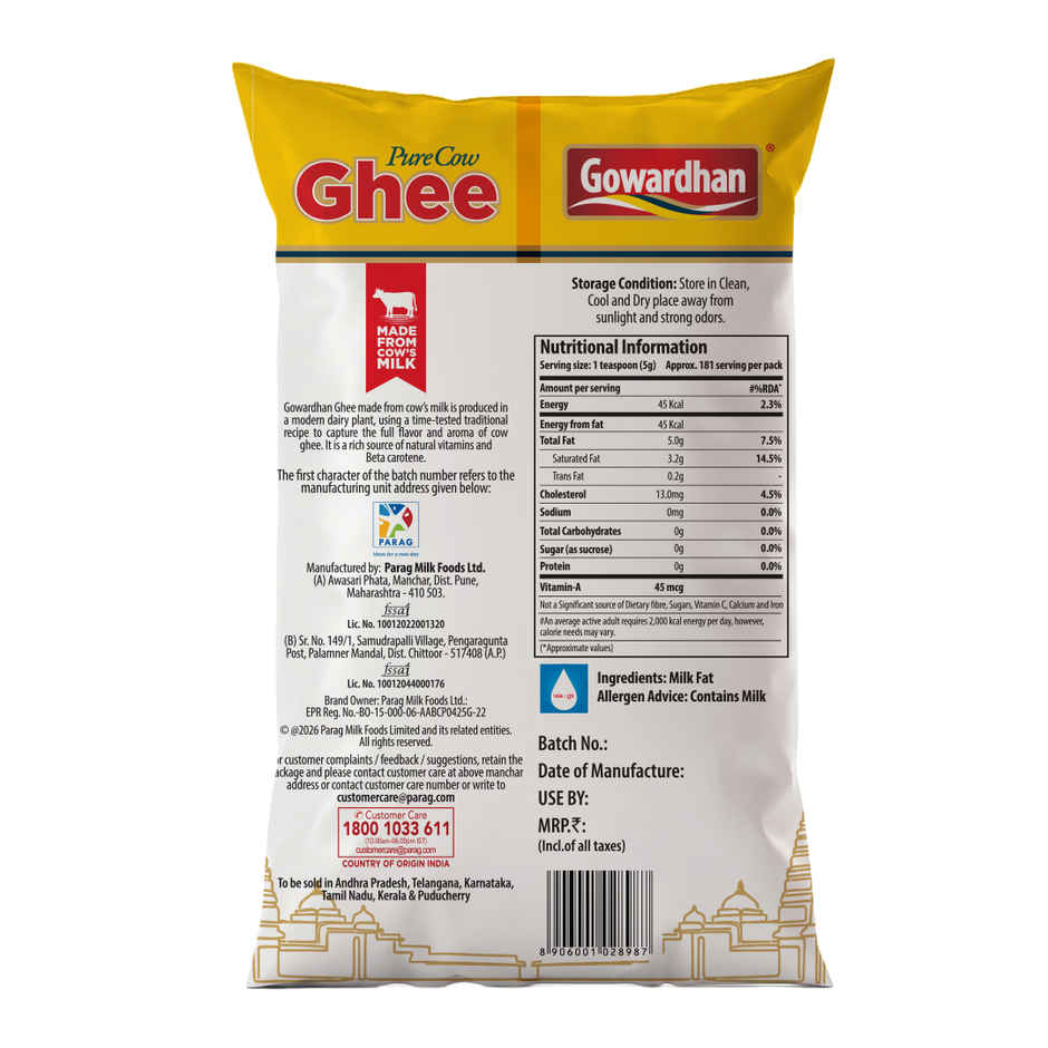 Gowardhan Pure Cow Ghee | Pouch