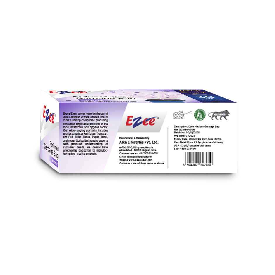 EZEE Lavender Fragrance Garbage Bag - Biofriendly | Black - Medium