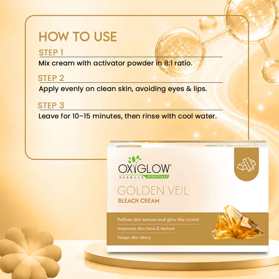 Oxyglow Herbals Golden Veil Bleach Cream For All Skin Types | Gives Instant Glow & Lightens Pigmentation