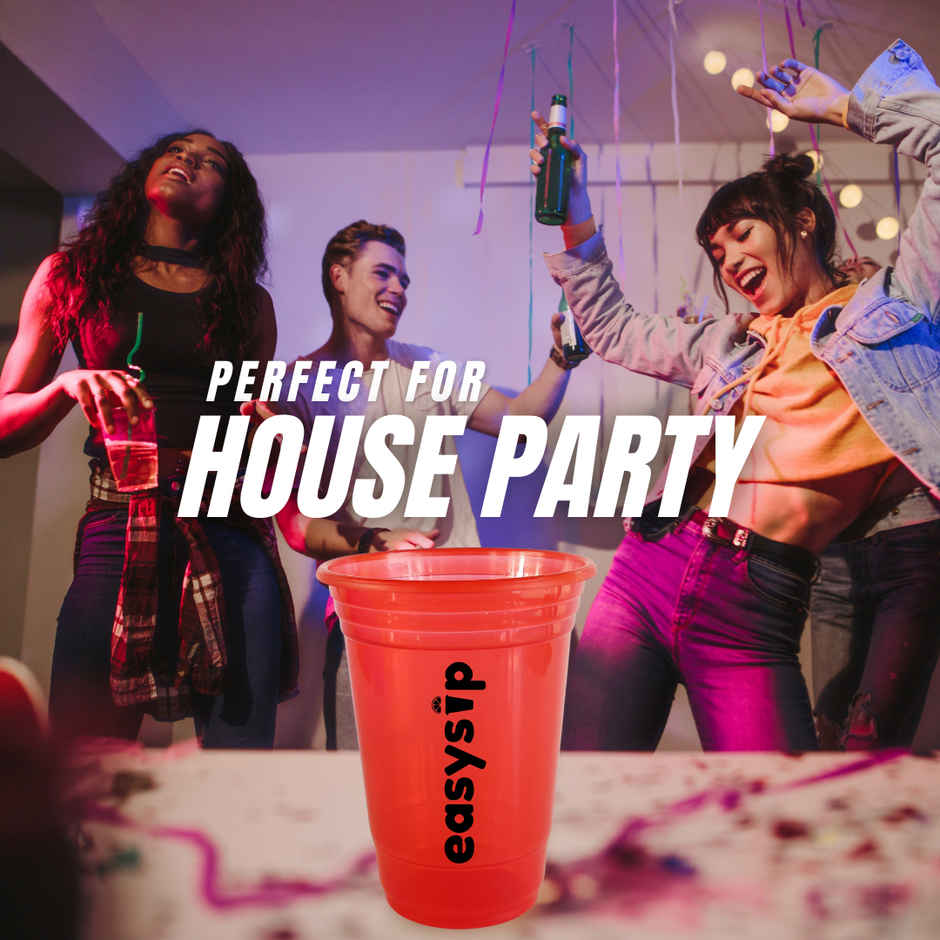 Easysip Premium Drinking Reusable Party Glasses | Orange - 400 ml