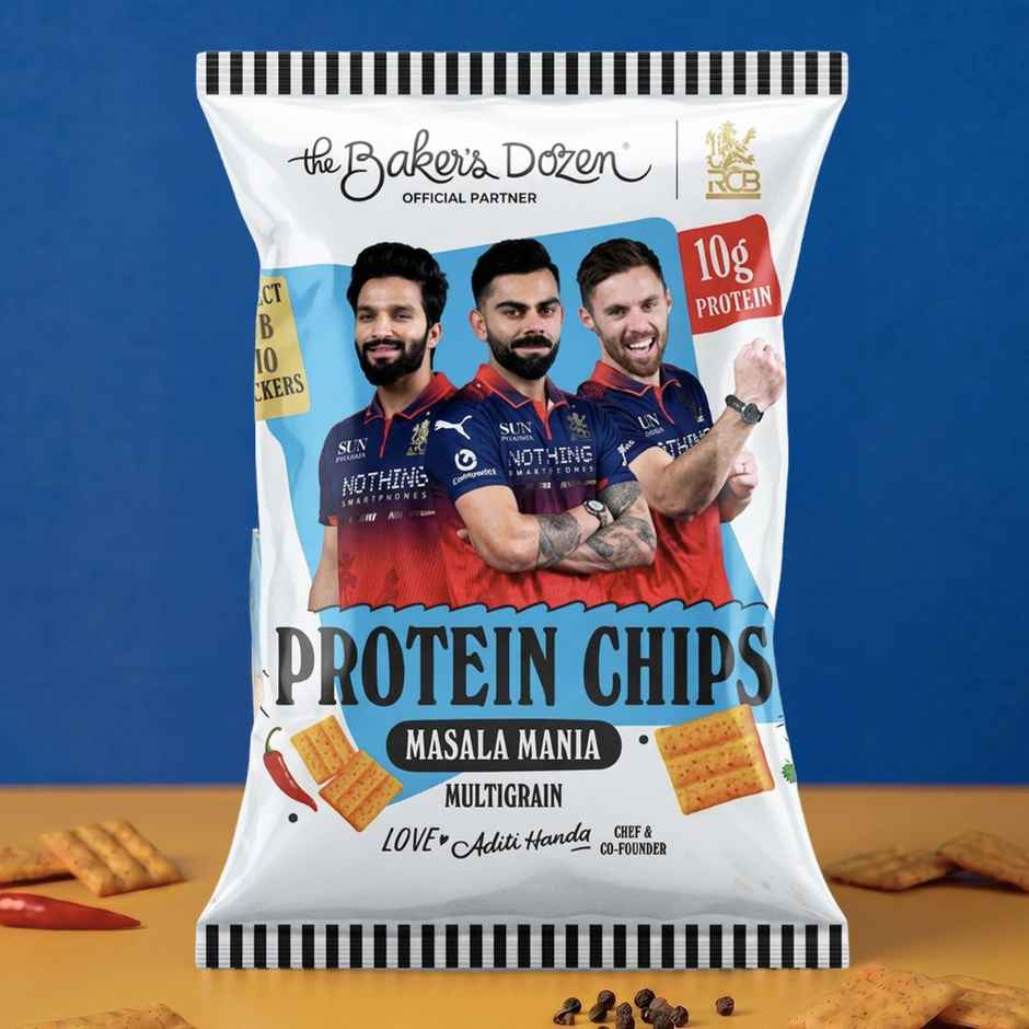 The Baker's Dozen Protein Chips Masala Mania Multigrain |10g Protein | Baked | Healthy Snacks