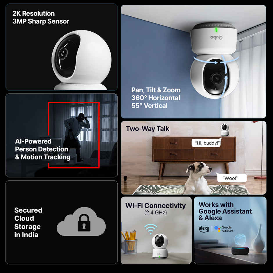 Qubo 3MP Smart Cam 360 Security Camera Pro