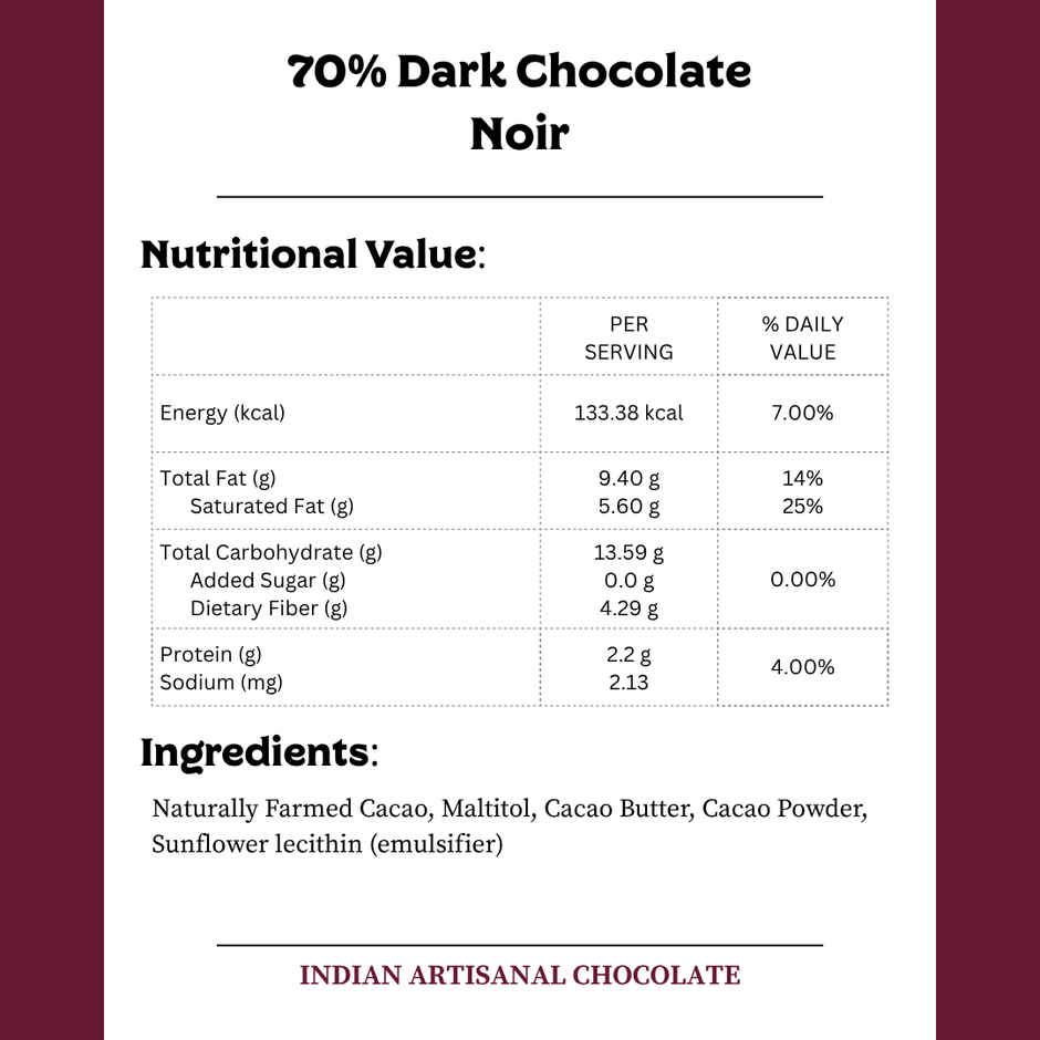 Darkins Sugar Free Dark Chocolate 70% Noir