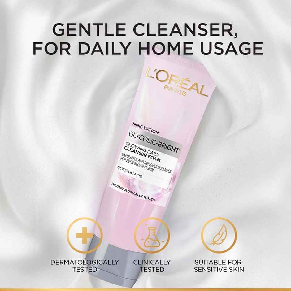 L'Oreal Paris Glycolic Acid Bright Daily Foaming Face Cleanser - Daily Glowing