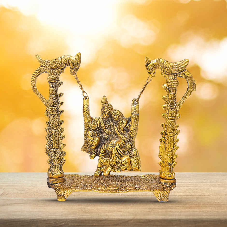 Jhula Radha Krishna in Gold Polish | Devnidhi