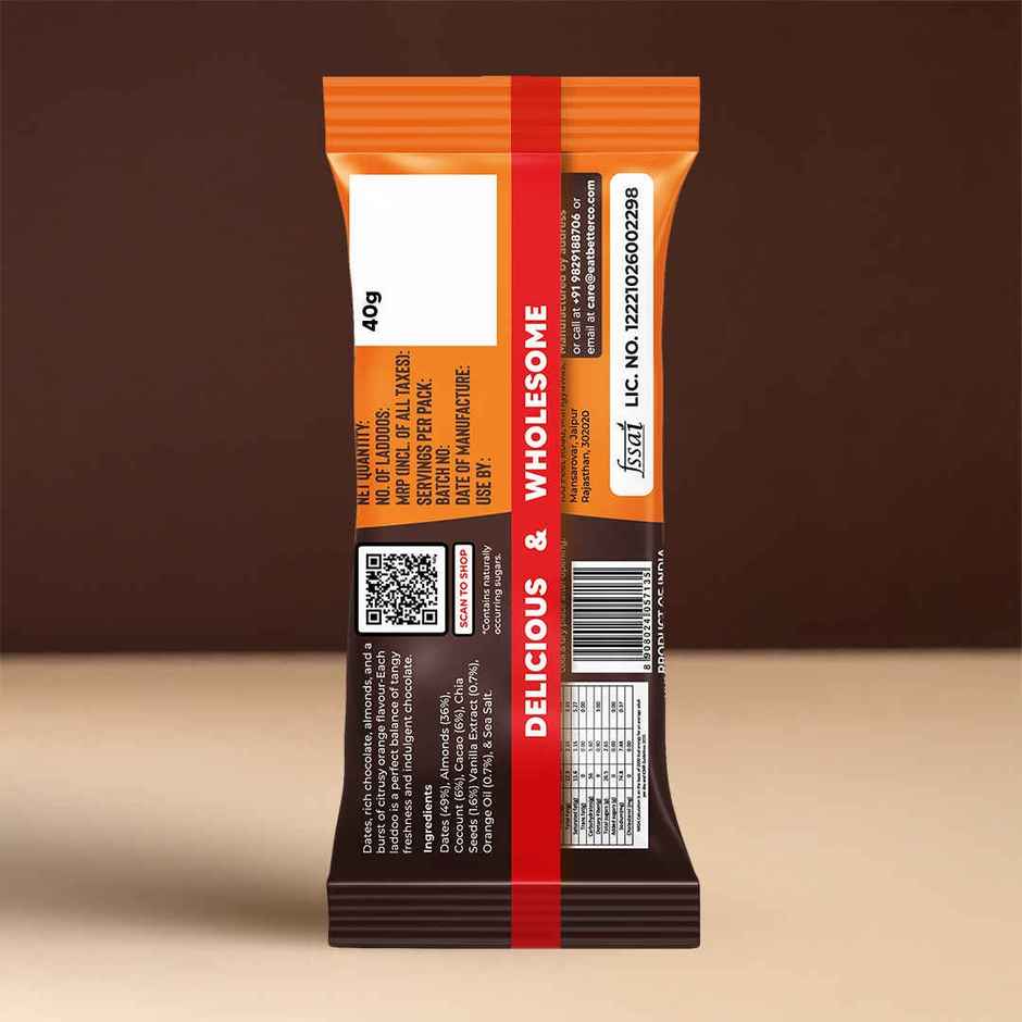 Eat Better Co Orange & Chocolate Laddoos High Protein, Truly Natural