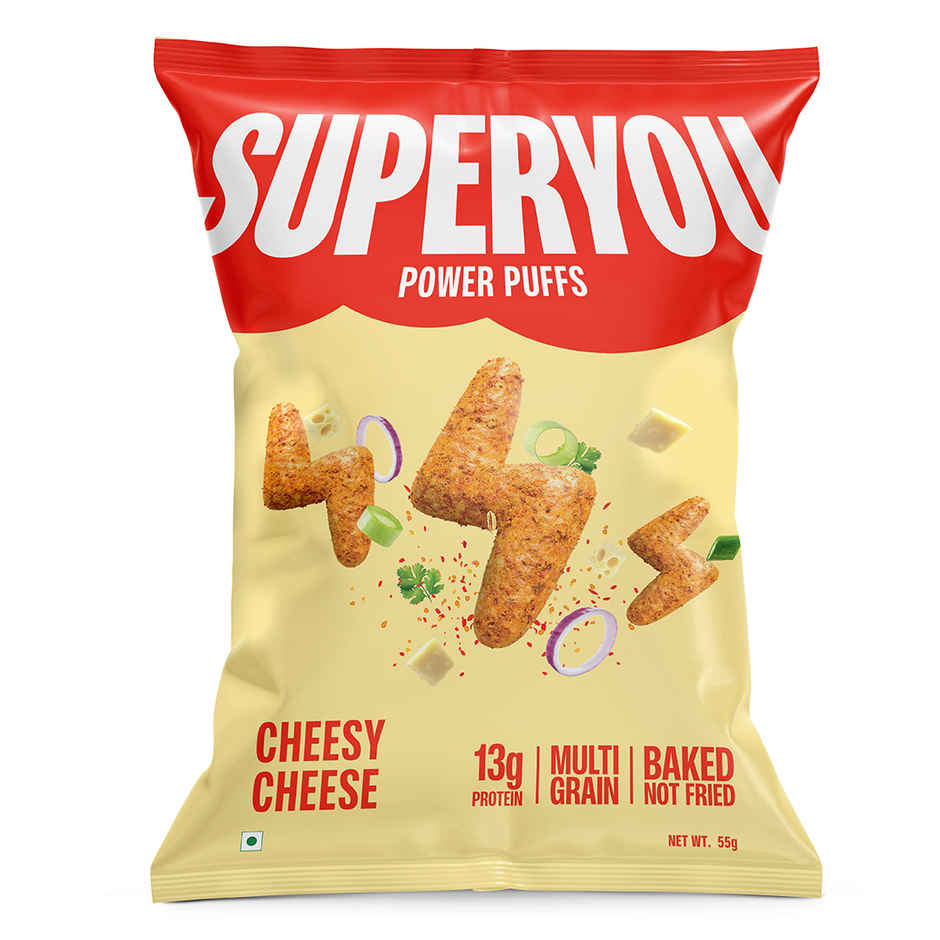 SuperYou Power Puffs - Cheesy Cheese | 13g protein | Multigrain, No Palm Oil, No Cholesterol