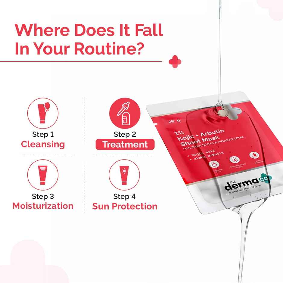 The Derma Co 1% Kojic Acid + Arbutin Face Serum Sheet Mask