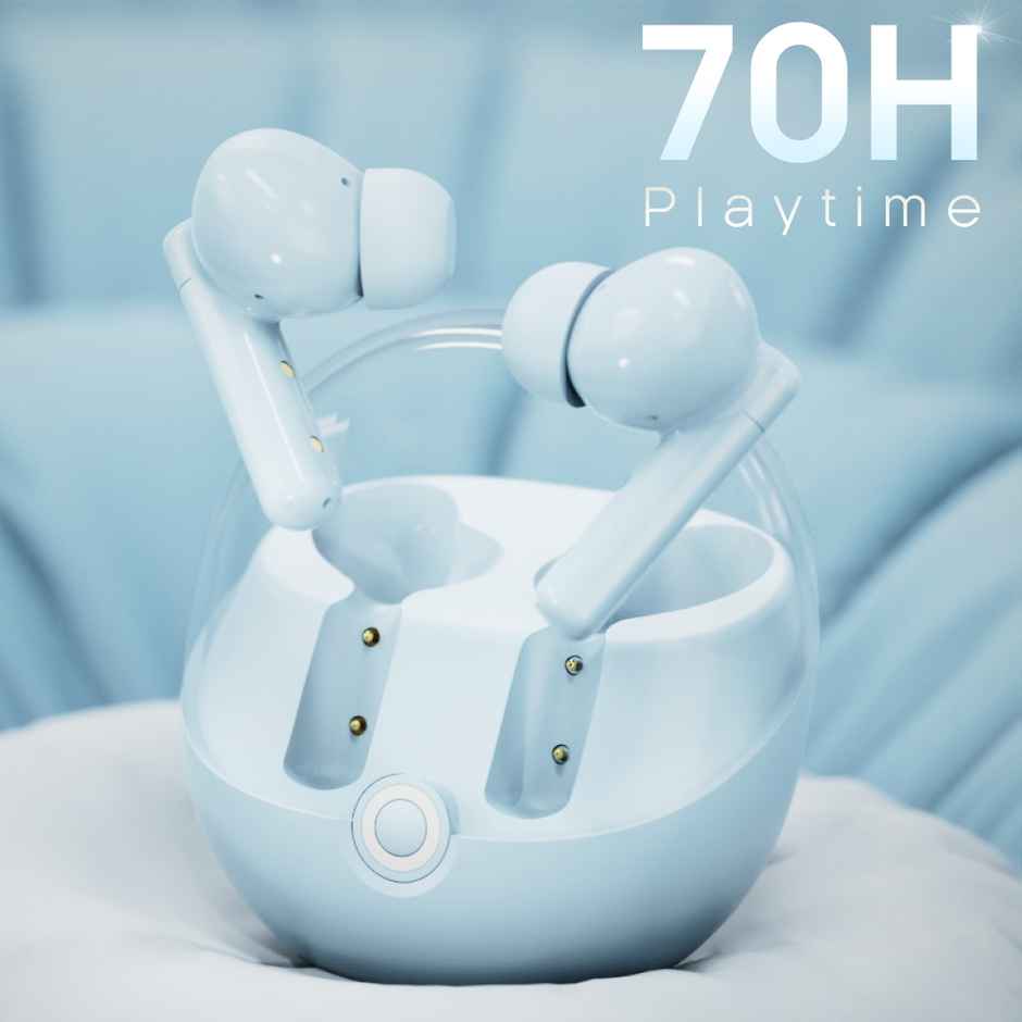 Leaf Buds X514 | TWS | ANC | Transparency Mode | 70H Playtime | 13 mm Driver - Pastel Blue