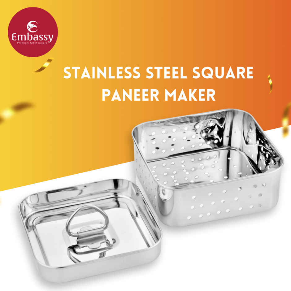 Embassy Square Paneer Mould, 400 ml, Size 2, Premium Stainless Steel Paneer / Tofu Maker