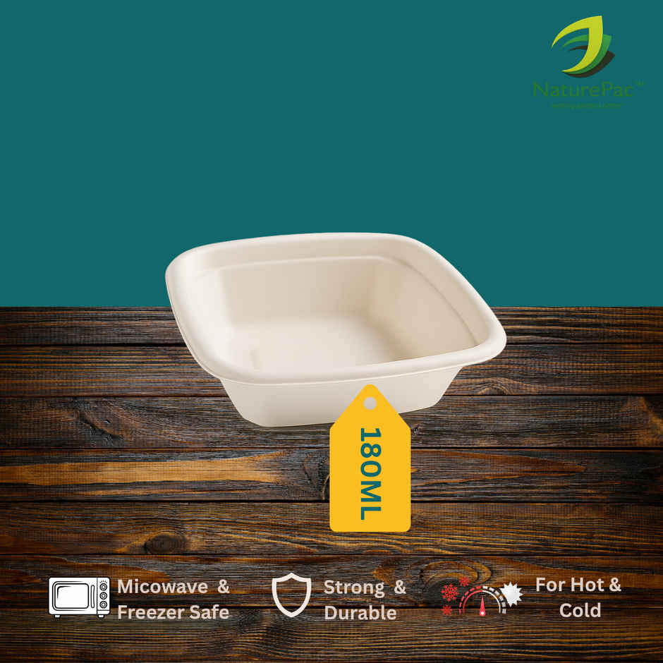 Bagasse Bowl | Square | 180 ml | 25 pcs | Naturepac