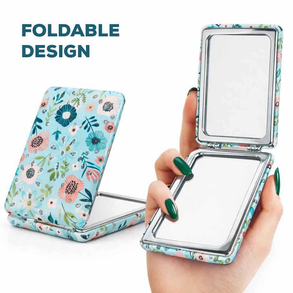 Multibrite Foldable Makeup Mirror | Portable Cosmetic Compact Glass Pocket Mirror with Magnification