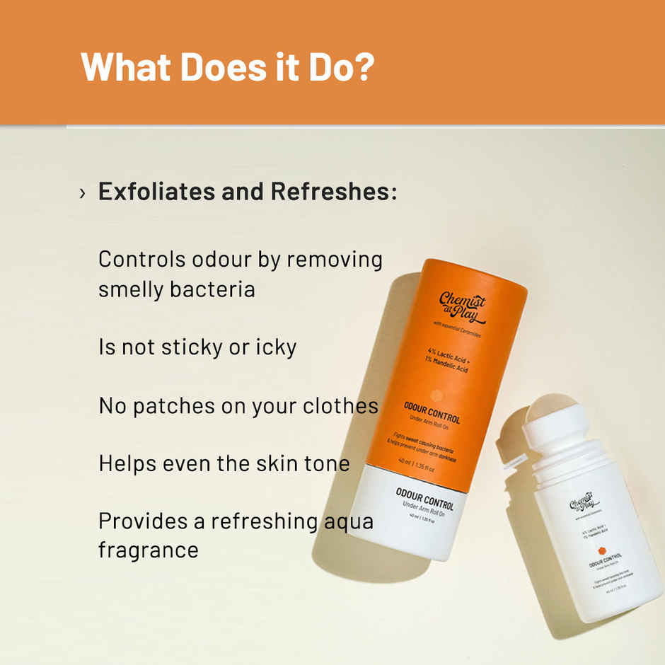 Chemist At Play 5% Aha Underarm Roll On Lactic Acid For Dark Underarm & Odour Control Woody Musk