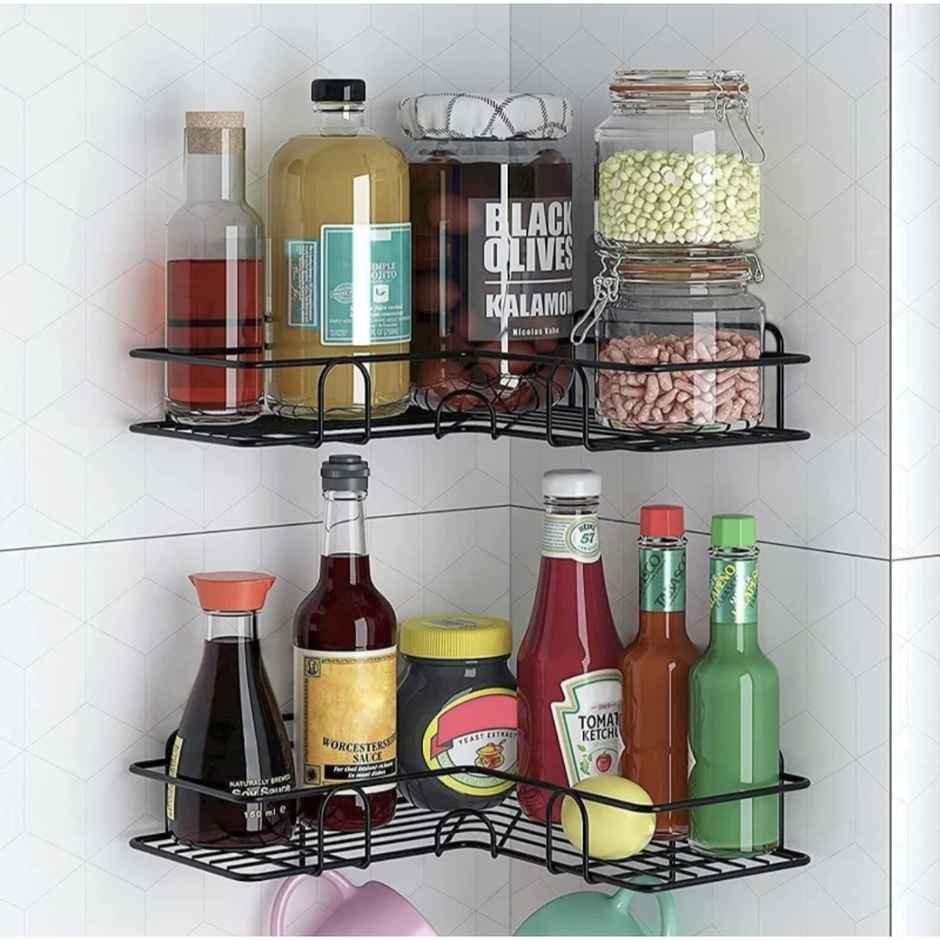 Clayplus Self Adhesive Corner Shelf Bathroom Organizer With Two Self Adhesive Screw