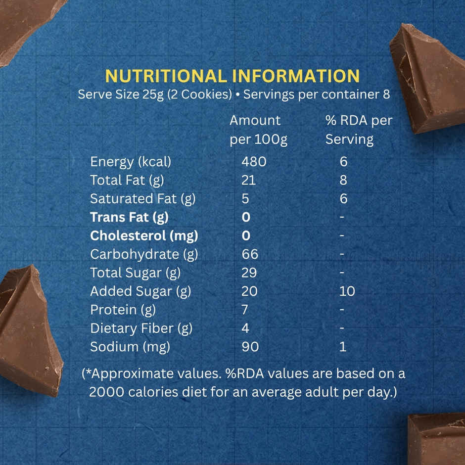 The Baker's Dozen Dark Chocolate Cookies - 200 Gm | 31% Pure Dark Chocolate | Choco Chip Cookies Combo