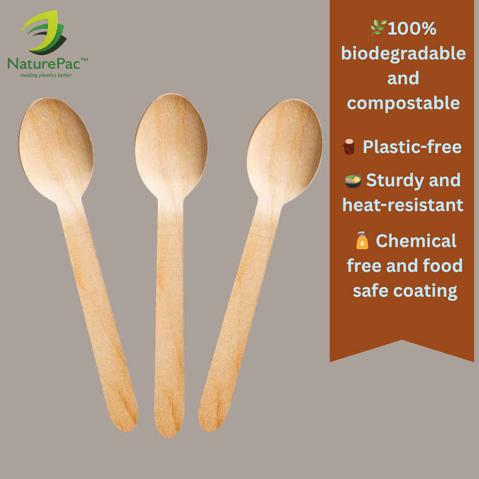 Naturepac Wooden Spoon 160mm 25 Pcs