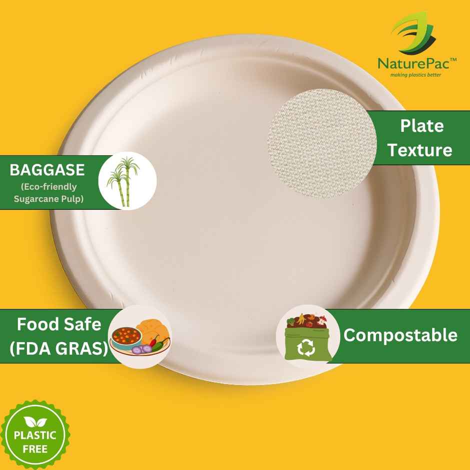 Round Disposable Plate | 10 inch | Naturepac