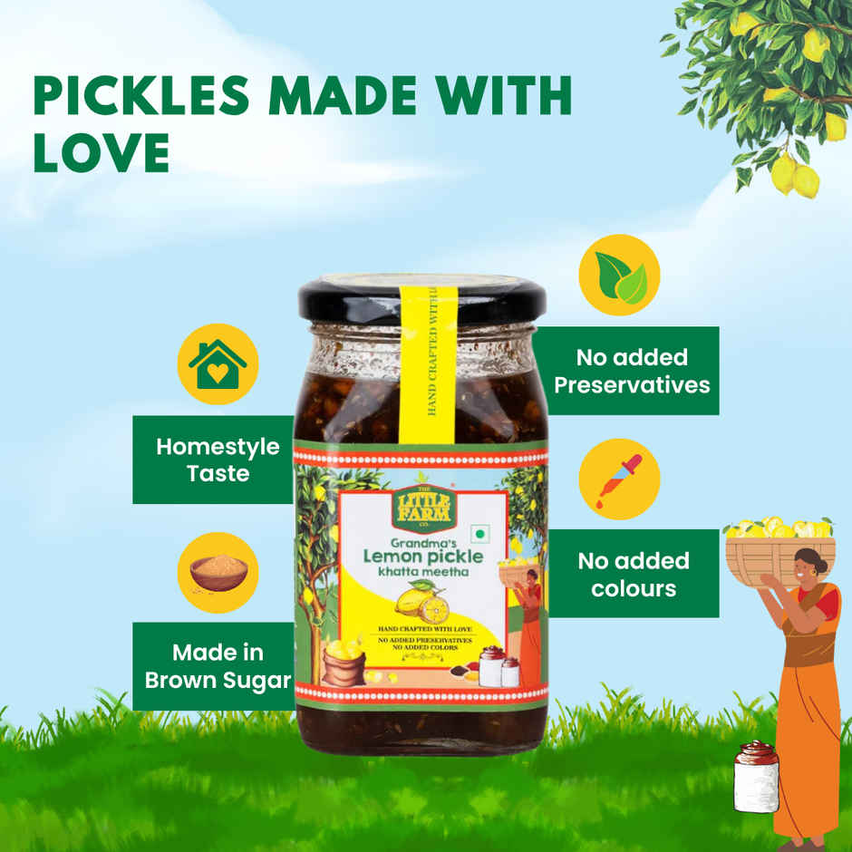 The Little Farm Co. Lemon Khatta Meetha Pickle | Achaar | oil free