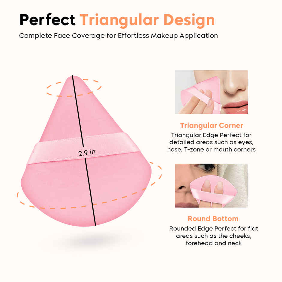 Gleva Triangle Makeup Puff 2 Pcs Soft Foundation Powder Blender Sponge Wet Dry Beauty Set