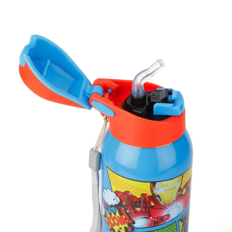 Marvel Avengers Stainless Steel Sipper Bottle | Double Wall | With Straw | 600 ml
