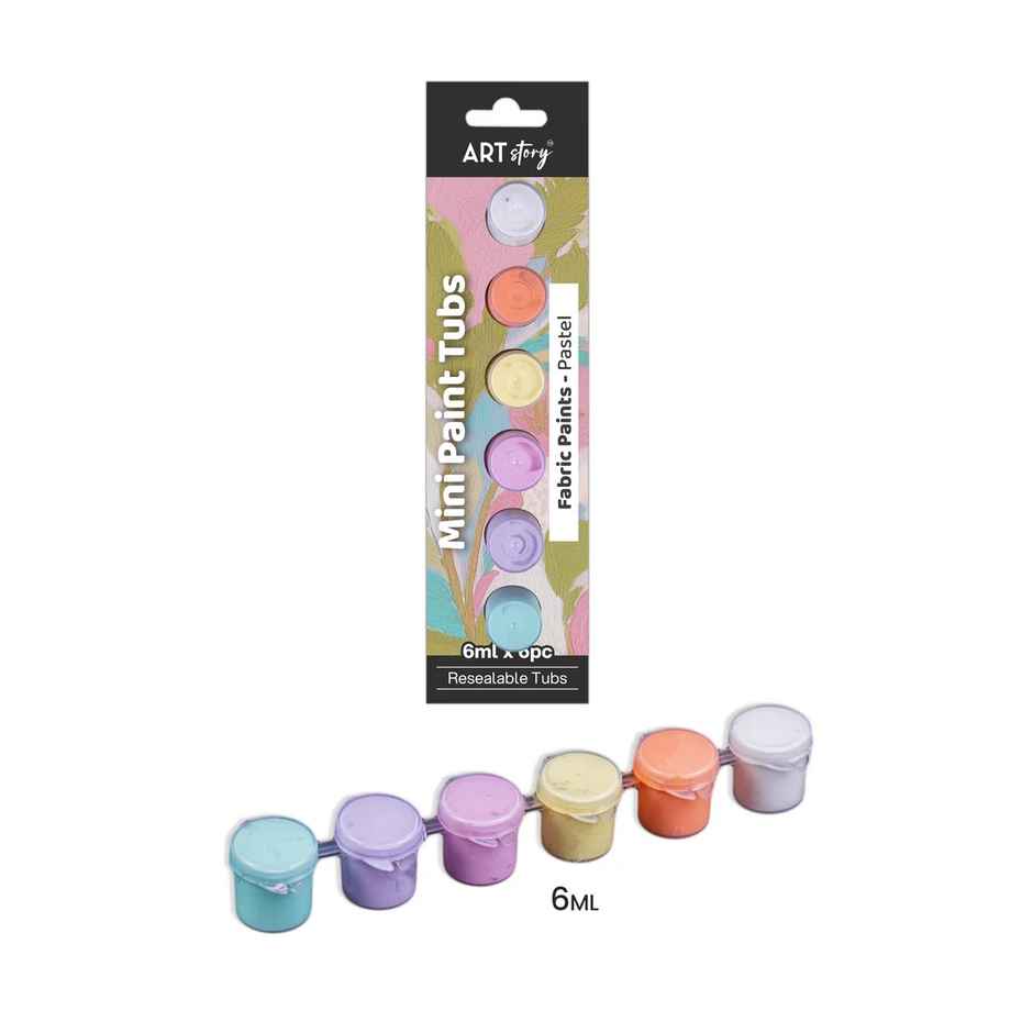 Itsy Bitsy Mini Paint Tubs Fabric Paint Pastel 6 ml x 6 shades LB