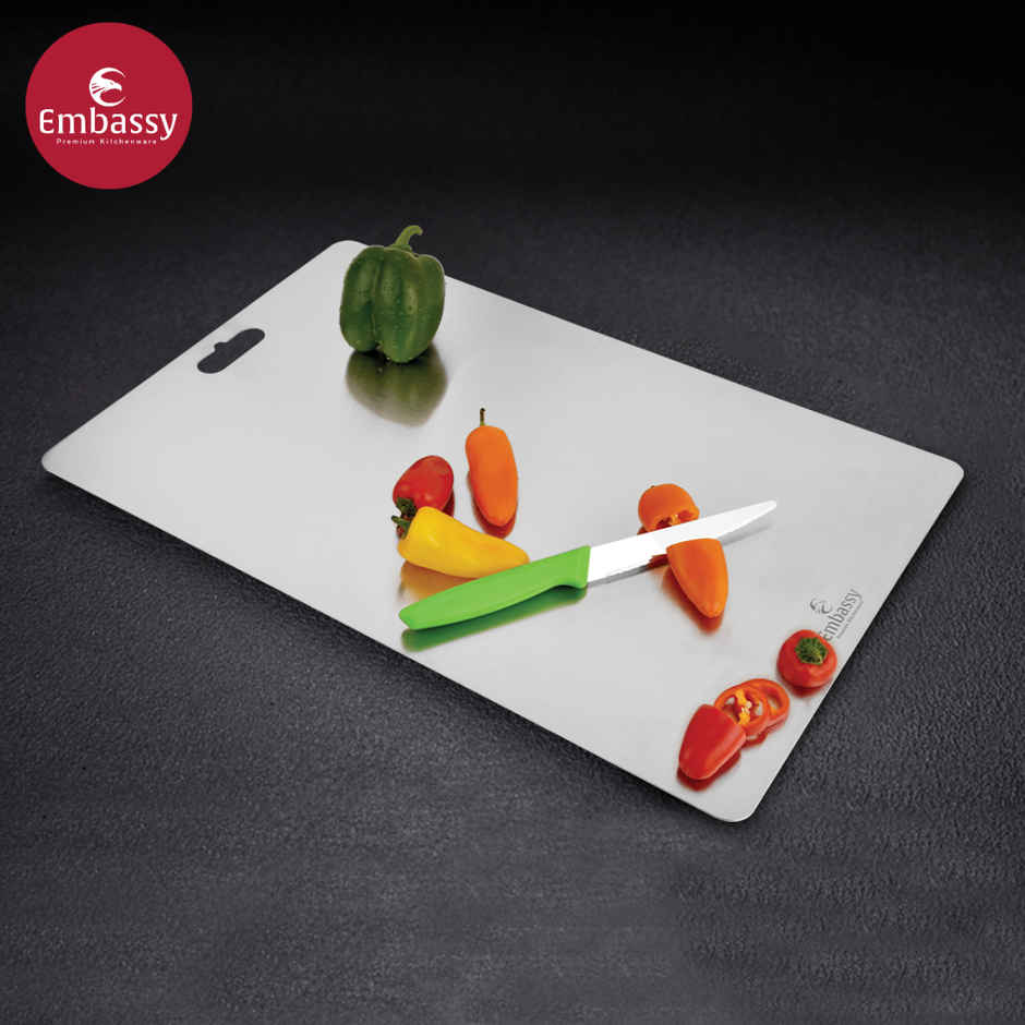Embassy Premium Chopping Board, Heavy-Duty Thick Cutting Board, 36X25 Cms (Large), Stainless Steel